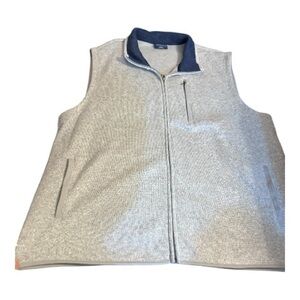 Crown & Ivy Heather Gray Vest with Dark Blue Trim